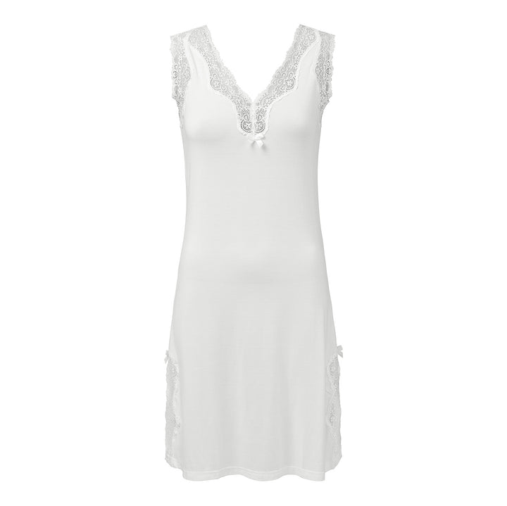 Sleeveless V-neck Night Dress Off White