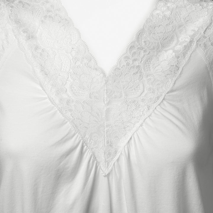 Sleeveless Night Dress W Lace Off White