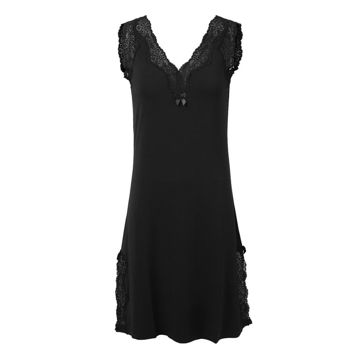 Sleeveless V-neck Night Dress Black