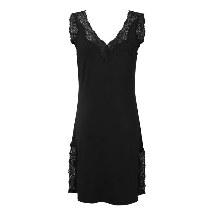 Sleeveless V-neck Night Dress Black