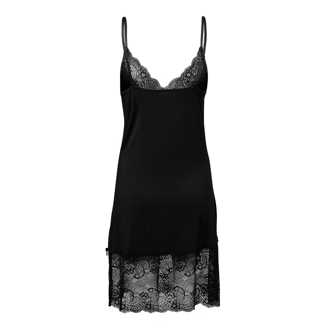 Spaghetti Strap Lace Night Dress Black