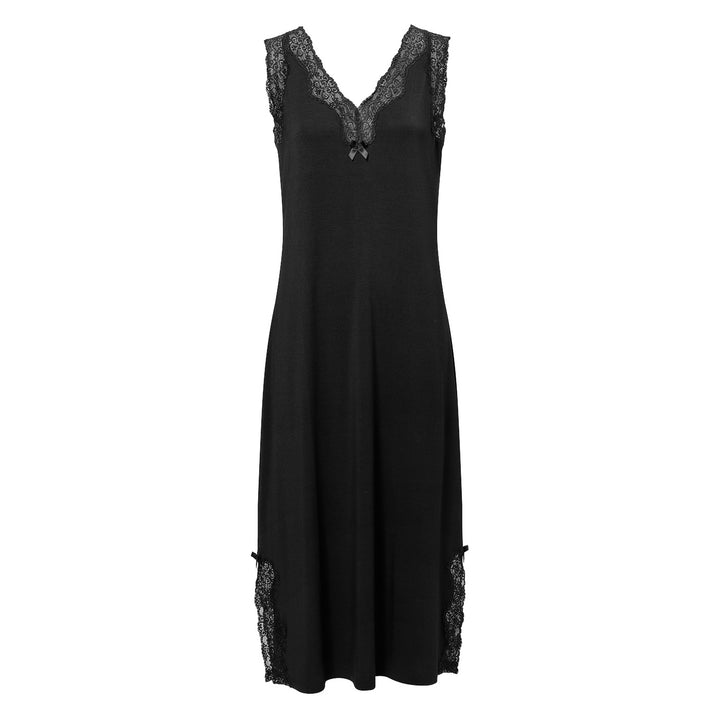 Sleeveless V-Neck Night Gown Black