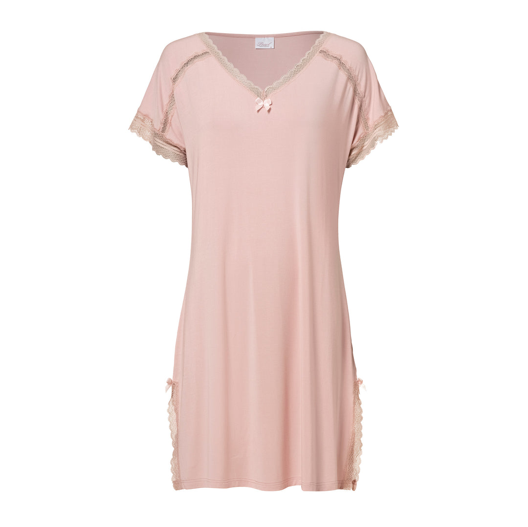 Short Sleeve Night Dress Misty Rose