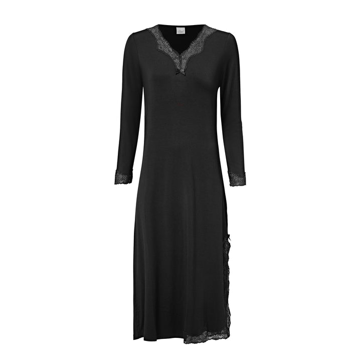 Long Sleeve Night Gown Black