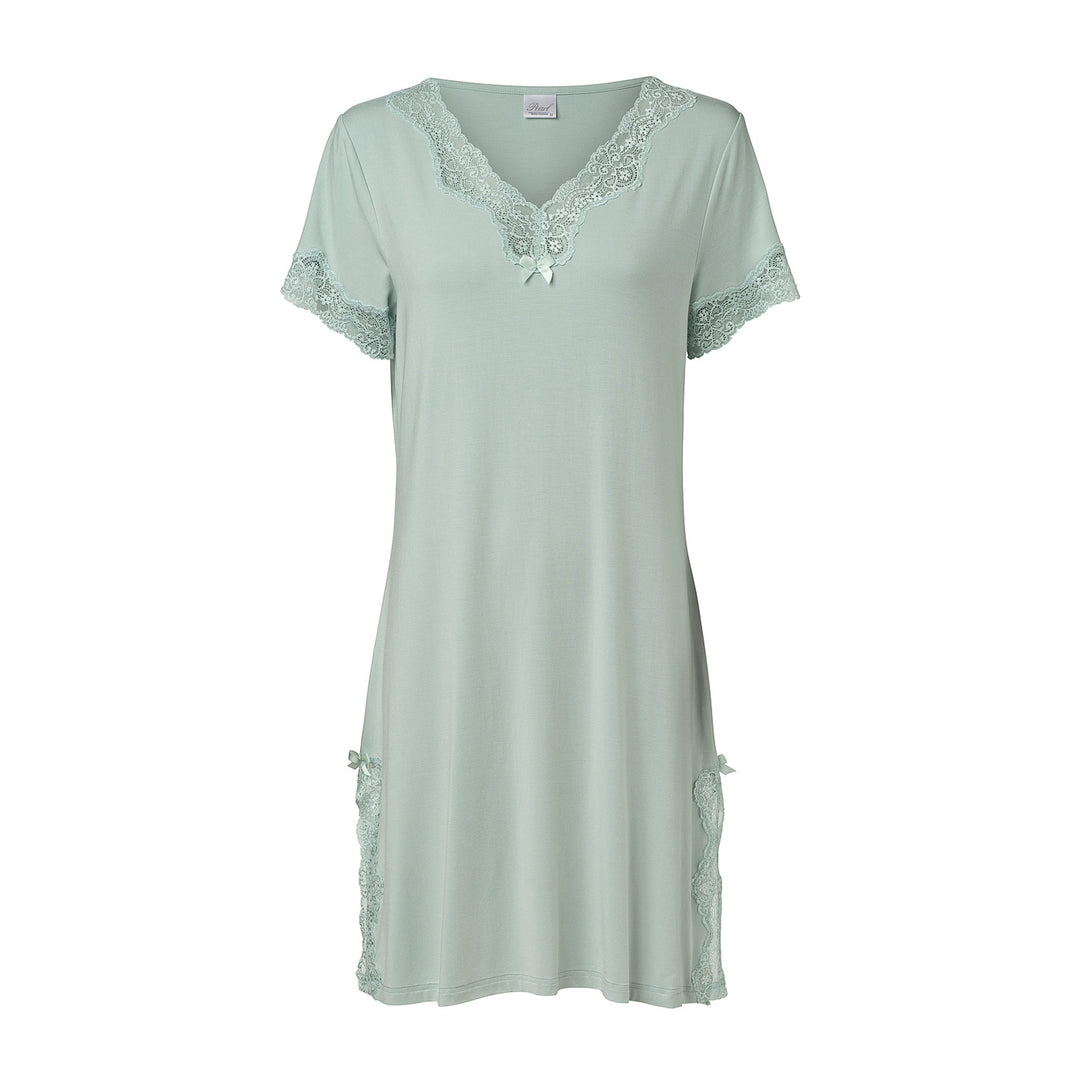 Short Sleeve V-Neck Night Dress Pale Green