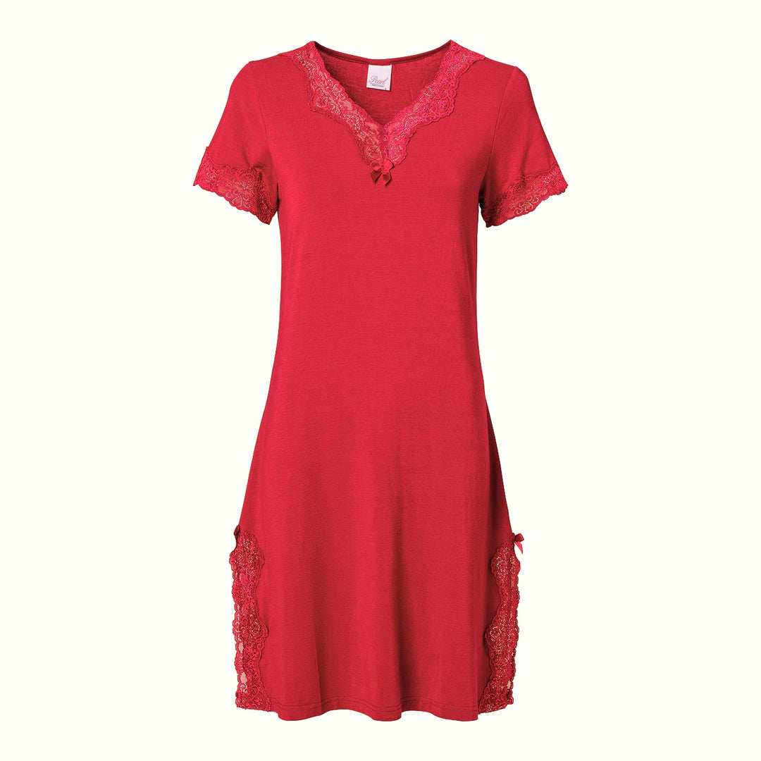 Short Sleeve V-Neck Night Dress Red Dream