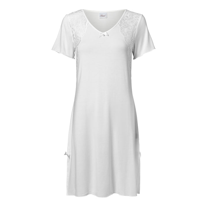 Romantic Short Sleeve Night Dress Off White