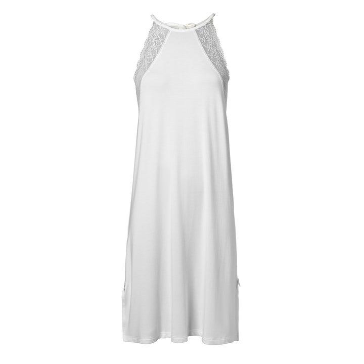 Halterneck Night Dress With Lace Off White