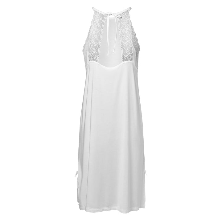Halterneck Night Dress With Lace Off White
