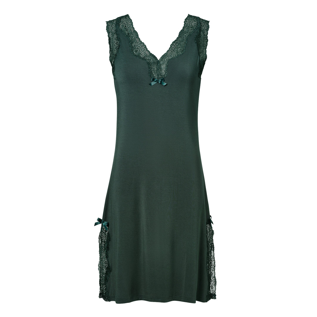 Sleeveless V-neck Night Dress Forest Green