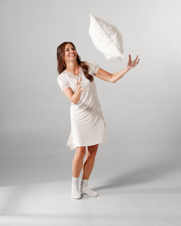 Short Sleeve V-Neck Night Dress Beachstone