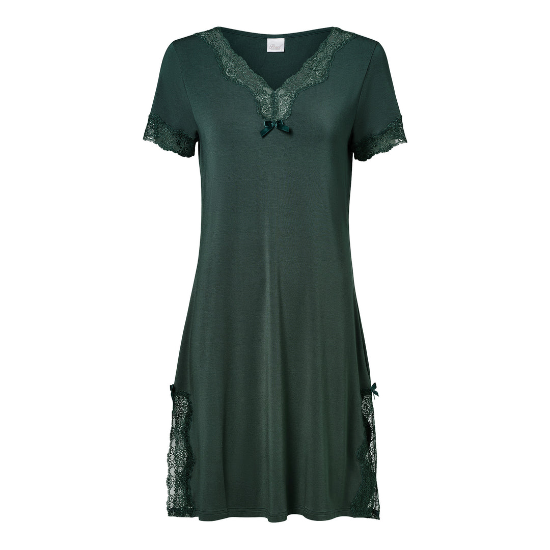 Short Sleeve V-Neck Night Dress Forest Green
