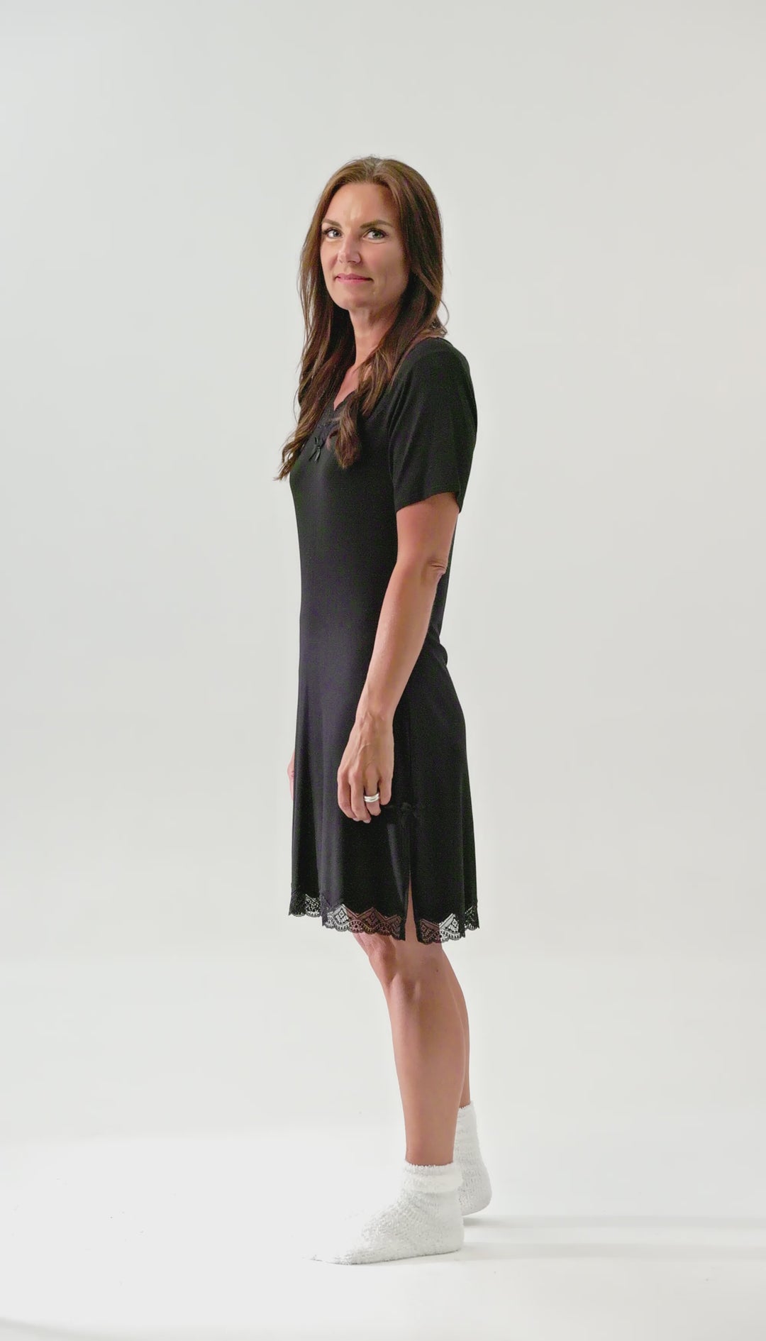 Short Sleeve Night Dress Black
