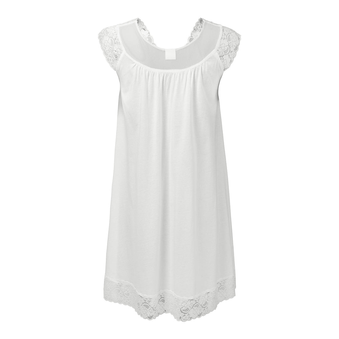 Sleeveless Night Dress W Lace Off White