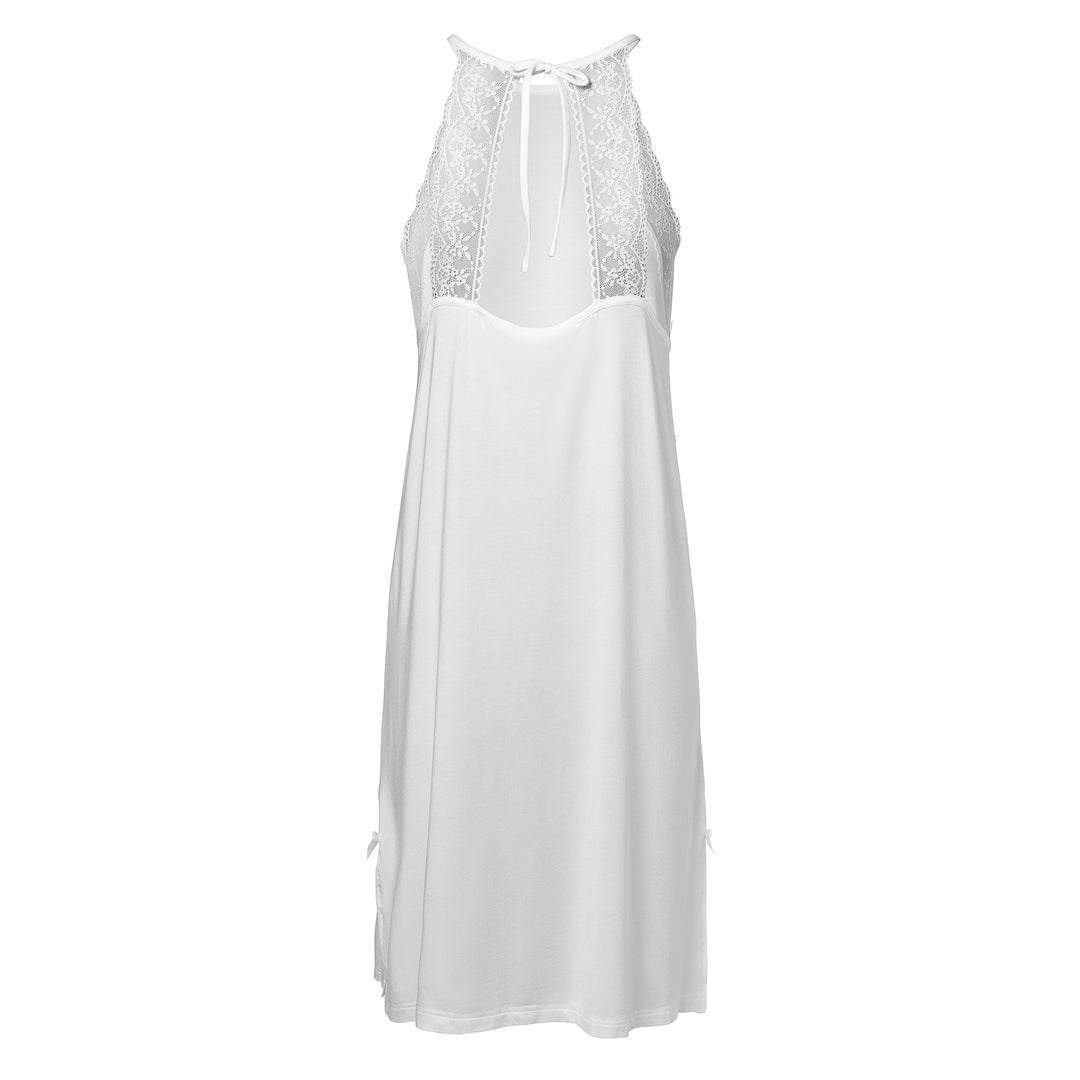 Halterneck Night Dress With Lace Off White