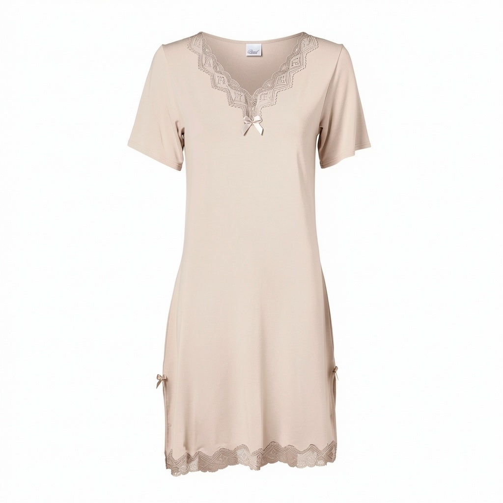 Short Sleeve Night Dress Sand