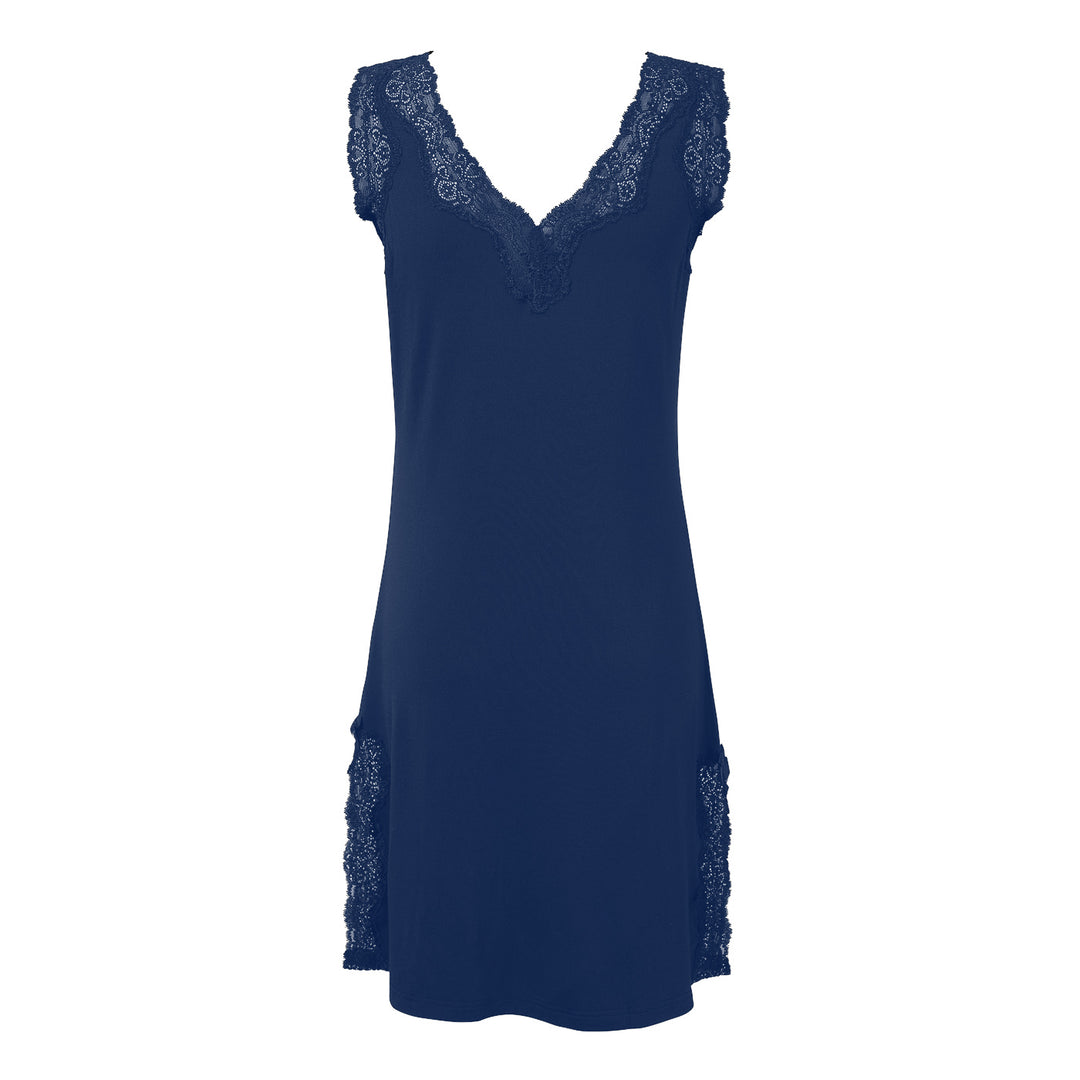 Sleeveless V-neck Night Dress Navy