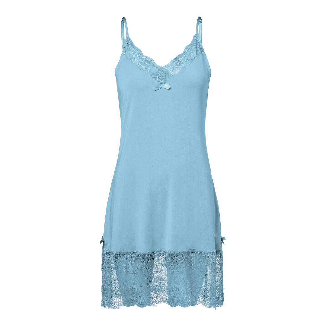 Spaghetti Strap Lace Night Dress Blue Mirage
