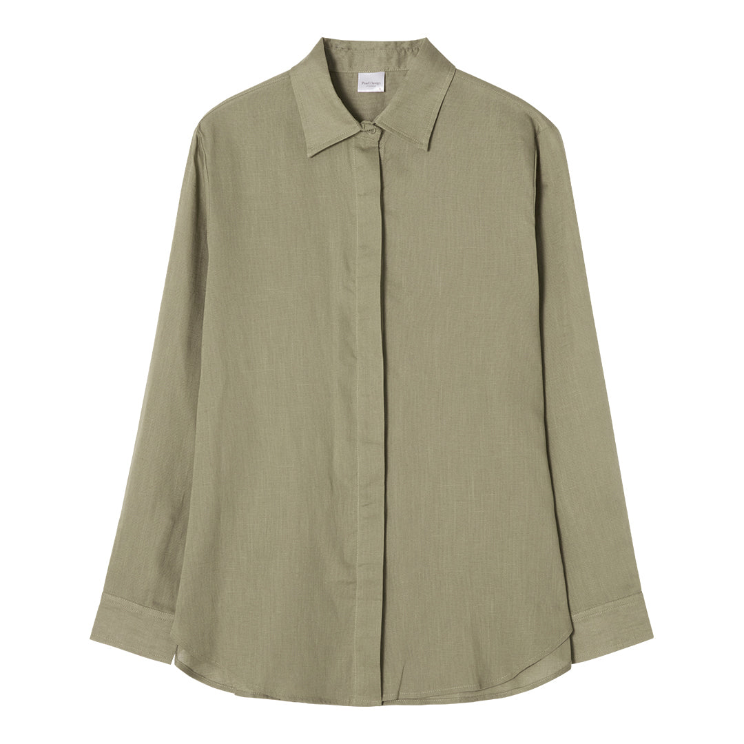 Resort Linen Lyocell Shirt Khaki Grey